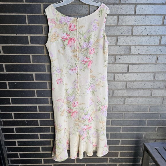 Vintage R&K Originals Light Cream Floral Cottage Style Maxi/Flare Dress Size M - Picture 4 of 16